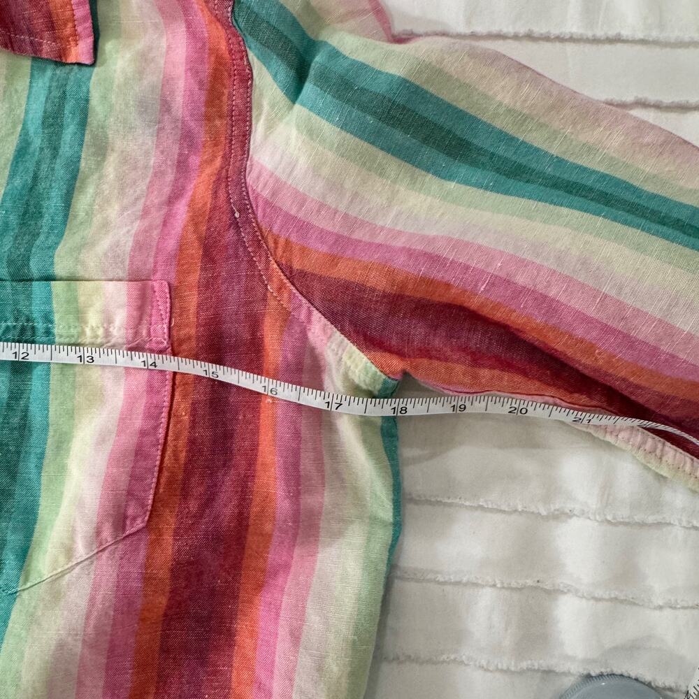 J.Crew Striped Linen Shirt Women's 6 Coastal Grandmother Retro 70s Vacation Boho - Picture 13 of 16